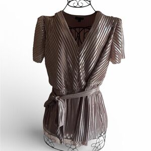 Lane Bryant Metallic Gold Pleated Blouse- Size 18/20-  NWOT